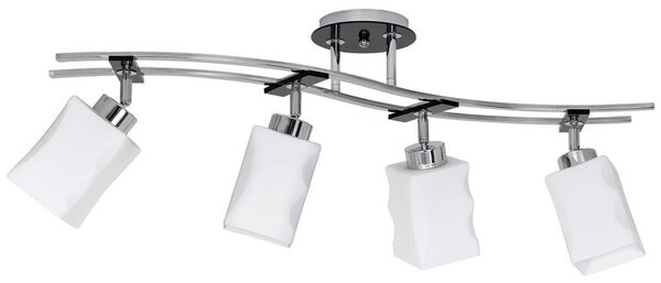 Paralume in vetro plafond Derby cromo bianco