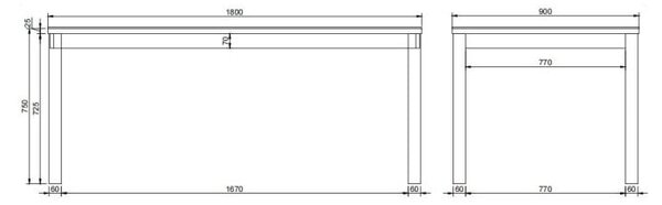 Tavolo da pranzo con piano in ceramica 90x180 cm Southampton – Actona