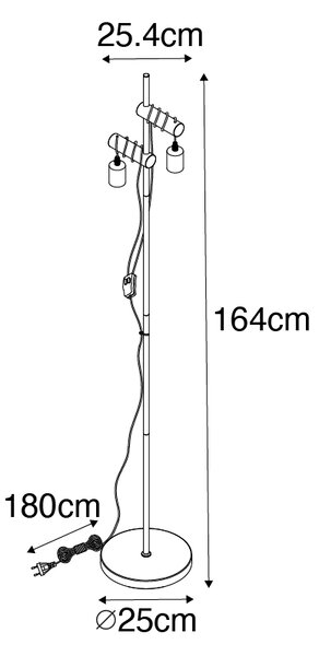 Lampada da terra Country nera 2 luci legno - DAMI