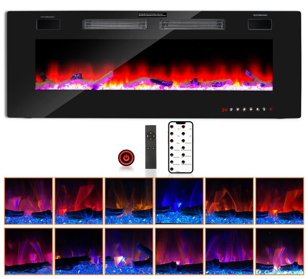 Camino elettrico ISOISL, 750/1500 W, con 12 colori di fiamma e 5 livelli di luminosità