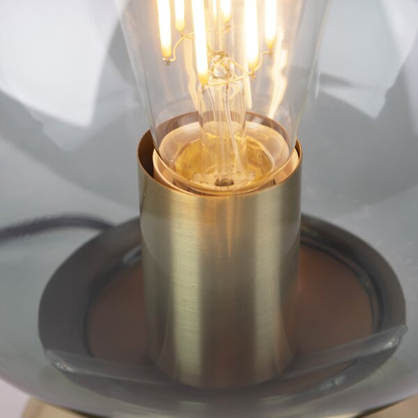 Lampada da tavolo Art Déco in ottone con vetro verde - Pallon