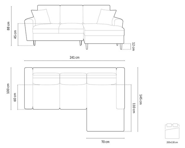 Divano angolare verde allungabile e con contenitore (con penisola a destra/con chaise lounge) con rivestimento in velluto a coste Kyoto – Cosmopolitan Design