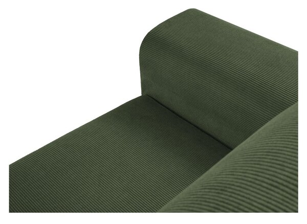 Divano angolare verde allungabile e con contenitore (con penisola a destra/con chaise lounge) con rivestimento in velluto a coste Kyoto – Cosmopolitan Design