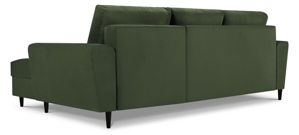 Divano angolare verde allungabile e con contenitore (con penisola a destra/con chaise lounge) con rivestimento in velluto a coste Kyoto – Cosmopolitan Design