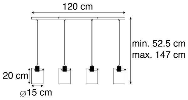 Lampada a sospensione scandinava bronzo con vetro 4 luci - Dome