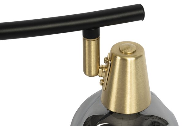 Plafoniera Art Deco dorata vetro fumé 4 luci - Vidro