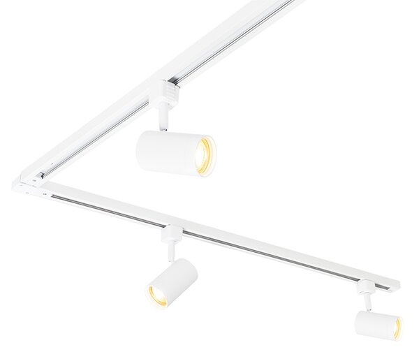 Sistema a binario moderno bianco monofase con 5 faretti - Iconic Jeana