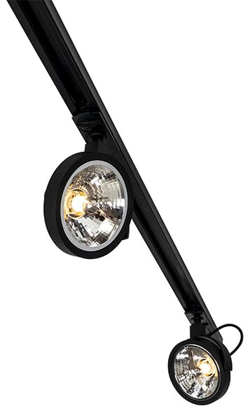 Sistema di illuminazione a binario moderno con 5 faretti nero 1 fase - Iconic Go