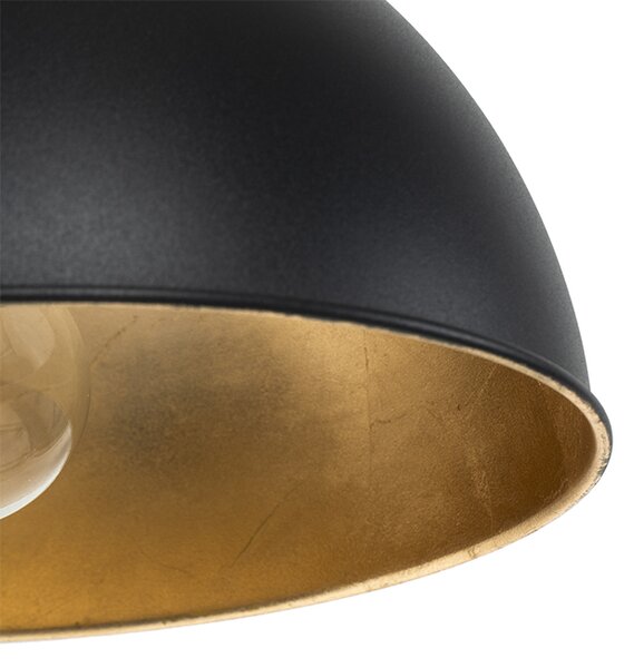 Lampada a sospensione industriale nera con oro 3 luci - Magnax