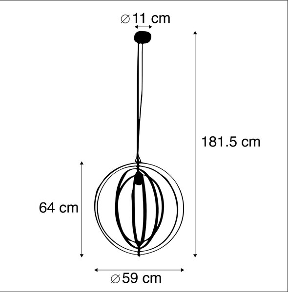 Lampada a sospensione vintage in ottone - Anelli