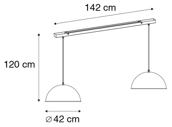 Lampada a sospensione industriale nera 2 luci oro - MAGNAX