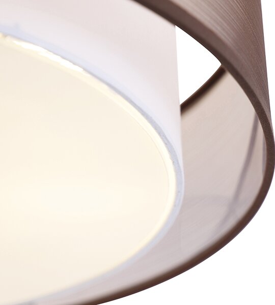 Plafoniera smart marrone con bianco 50 cm 3 luci incl. 3 Wifi A60 - Drum Duo