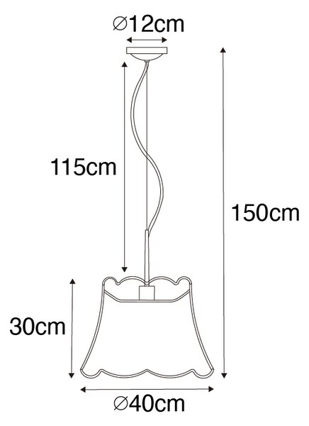 Lampada a sospensione classica in ottone con paralume bianco - Nona