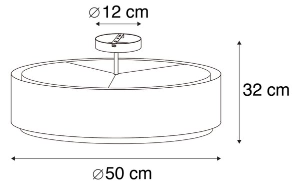 Plafoniera moderna marrone e bianca 50 cm 3 luci - Drum Duo
