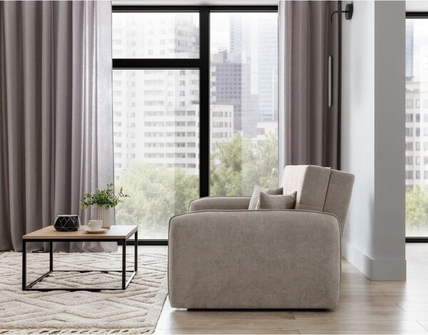 Divano beige allungabile/con contenitore e rivestimento in ciniglia 155 cm Laine – ELTAP
