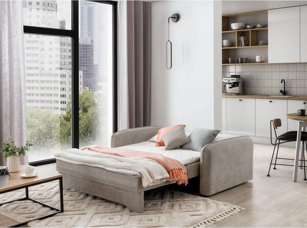 Divano beige allungabile/con contenitore e rivestimento in ciniglia 155 cm Laine – ELTAP
