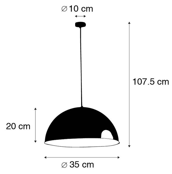 Lampada a sospensione industriale nera con oro 35 cm - Magna Eco