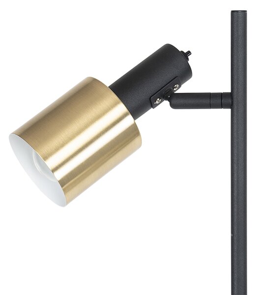 Lampada da terra di design nera con oro 2 luci - Stijn