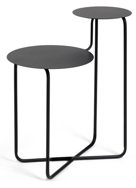 Tavolino Vidalita rotondo in metallo nero 56,5 x 35 cm