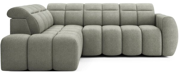 Divano angolare verde polveroso allungabile/con contenitore (con penisola a sinistra/a L) e rivestimento in bouclé Falconn – ELTAP