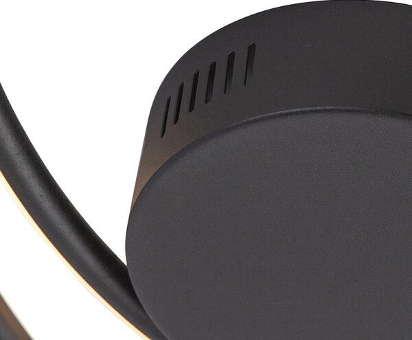 Plafoniera di design nera con LED dimmerabile a 3 livelli - Rowan