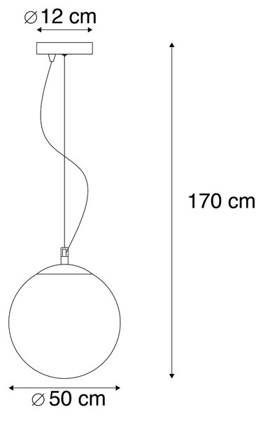 Lampada a sospensione moderna in vetro fumè in ottone 50cm - BALL