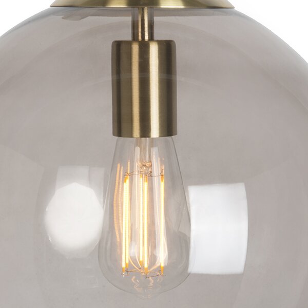 Lampada a sospensione moderna in ottone con vetro fumé 30 cm - Ball