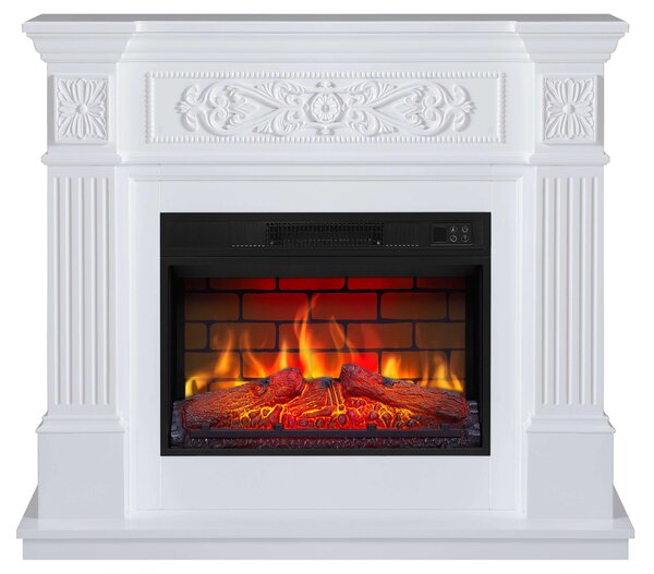 Caminetto elettrico ArtiFlame Toscana AF23BS bianco – da appoggio, fiamma a LED, potenza termica 1,8 kW, fino a 30 m², con effetto sonoro