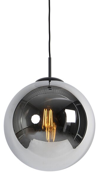 Lampada a sospensione Art Déco nera con vetro fumé 30 cm - Pallon
