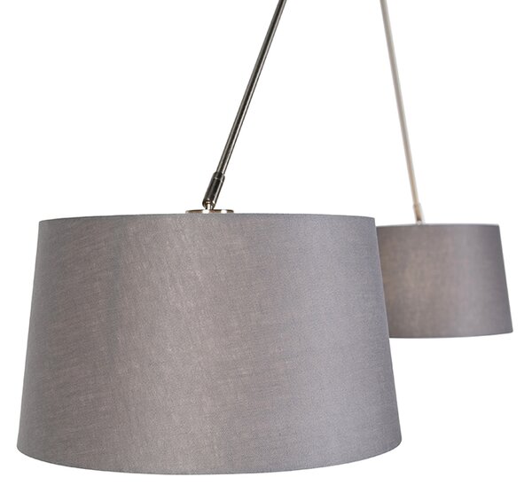 Lampada a sospensione paralumi in lino grigio scuro 35 cm - BLITZ II Staal