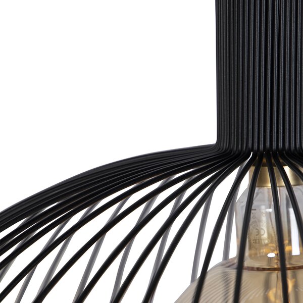 Lampada a sospensione design tonda nera 70 cm - WIRE Dos