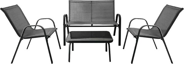 KOMFOTTEU set da balcone 4 pezzi, set di mobili da giardino per 4 persone, set da giardino con 2 sedie & 1 panca & 1 tavolino, set di mobili da patio set di sedute per balcone, cortile (grigio)