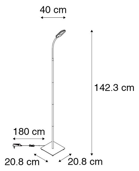Lampada da terra nera con LED dimmerabile a 5 livelli in Kelvin - Botot