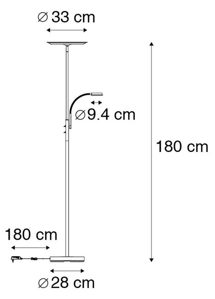 Lampada da terra moderna nera LED telecomando braccio lettura - STRELA