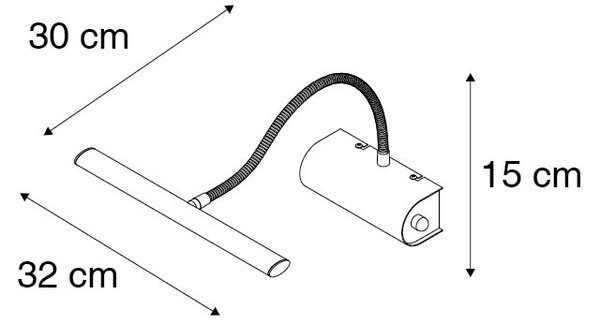 Applique da parete di design nera 32 cm con LED e dimmer - Tableau