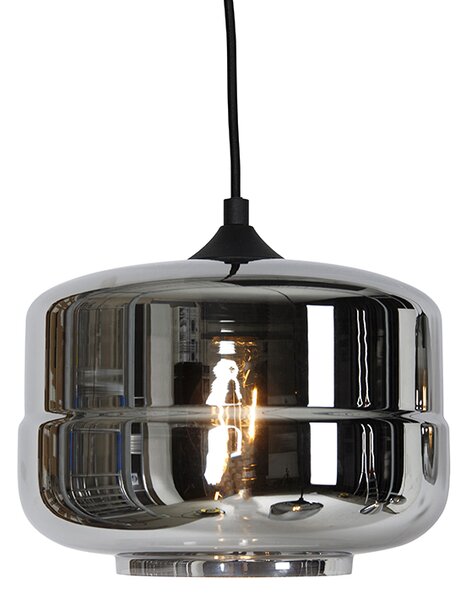 Lampada a sospensione art deco nera con vetro fumé 6 luci - Wallace