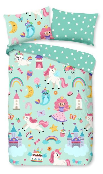 Set copripiumino e federa da bambini color menta in cotone per culla 100x135 cm Fantastic – Good Morning
