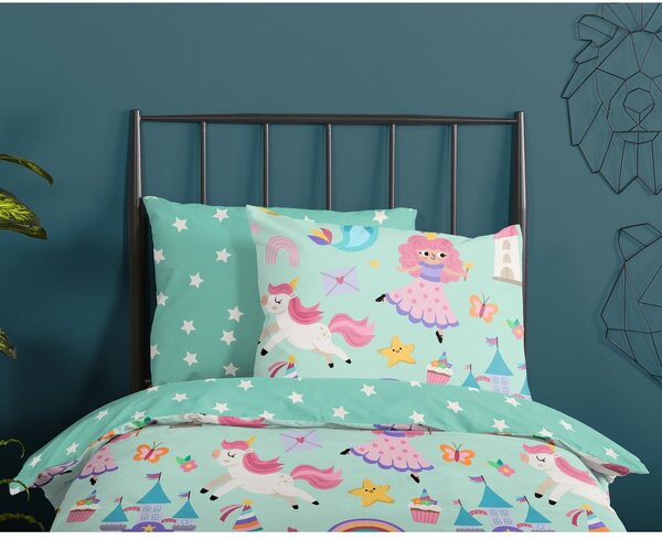 Set copripiumino e federa da bambini color menta in cotone per culla 100x135 cm Fantastic – Good Morning
