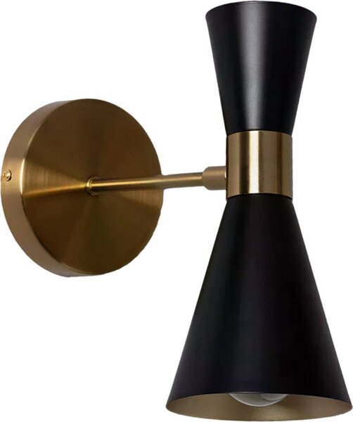 Applique Salvatore nero e oro 1xE27x40W in metallo, dimensioni: 25x12x25 cm, IP20, Abruzzo