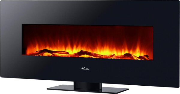 Caminetto elettrico panoramico in vetro temperato nero
