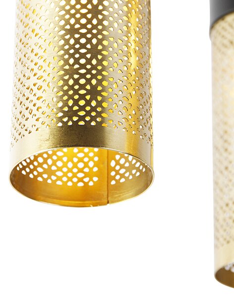 Plafoniera industriale nera con oro rotonda 3 luci - Raspi