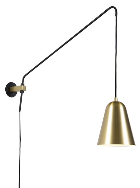 Applique da parete retrò oro/ottone con paralume - Demi