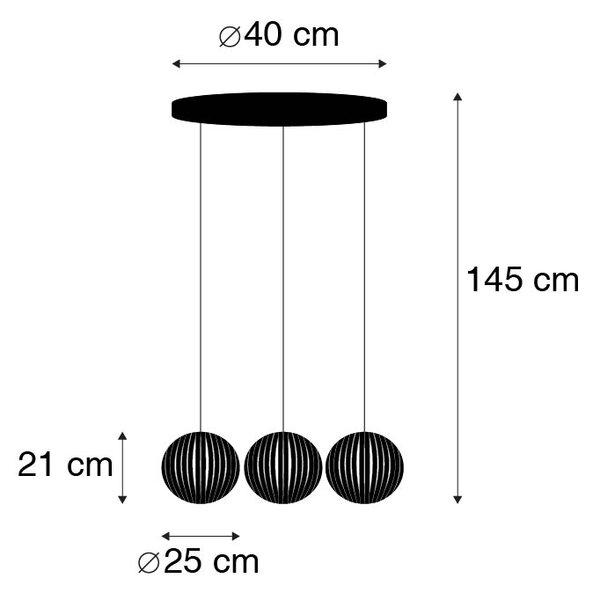 Lampada a sospensione moderna nera 3 luci - Zoë