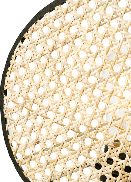 Lampada da tavolo rustica nera con rattan 25 cm - Kata