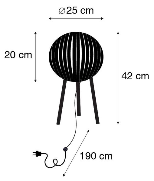 Lampada da tavolo moderna a treppiede nera - Zoë