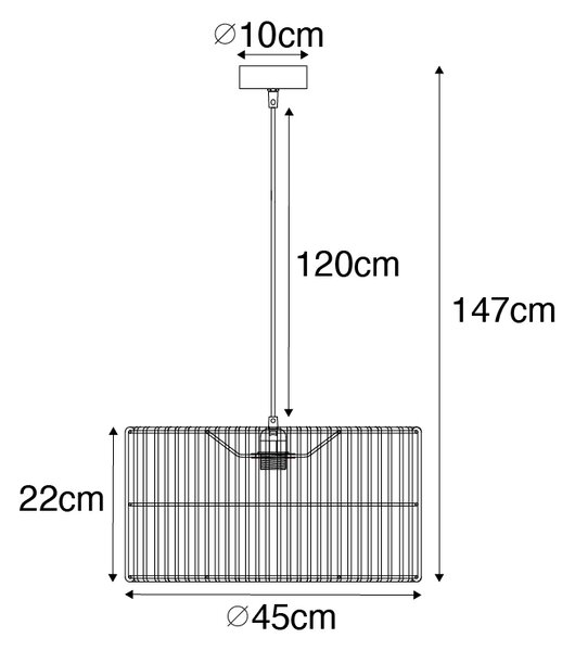 Lampada a sospensione orientale in rattan 45 cm - Maud