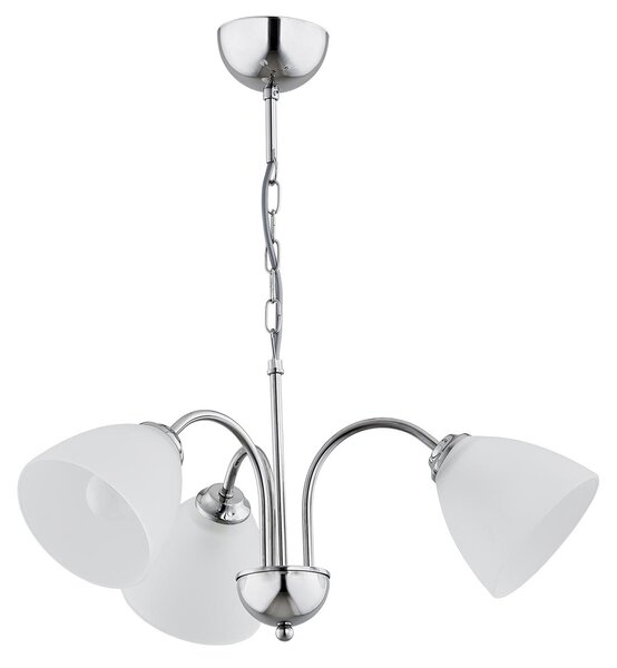 Lampada a sospensione TORA cromata bianca 3xE27x15W in metallo, dimensioni: 55x48x48 cm, IP20, Alfa