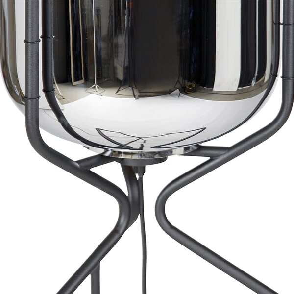 Lampada da terra di design nera con vetro fumé - Bliss