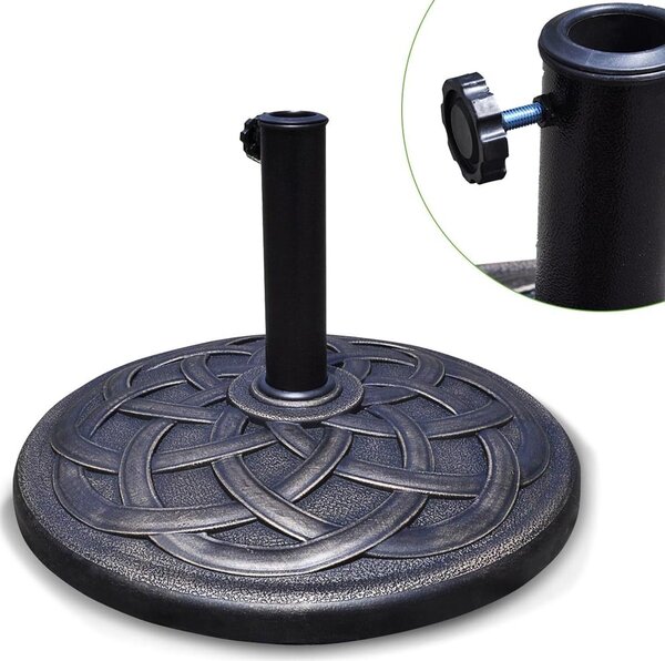 KOMFOTTEU Supporto rotondo per ombrellone in resina, supporto per aste da 38/48 mm, supporto per ombrellone da balcone da 19 kg, supporto per ombrellone da mercato