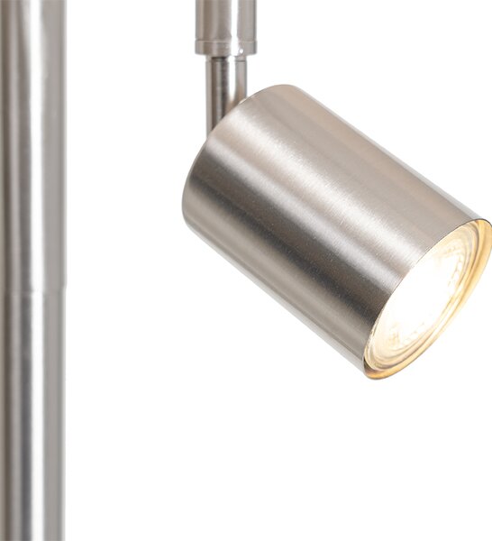 Lampada da terra in acciaio con paralume bianco e luce di lettura - Jelena